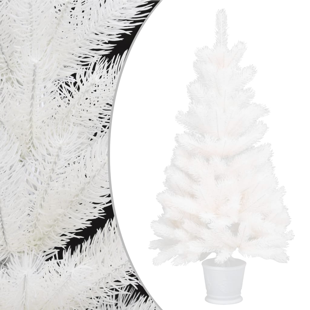 Vidaxl kunstkerstboom avec éclairage et balles de Noël 90 cm blancs