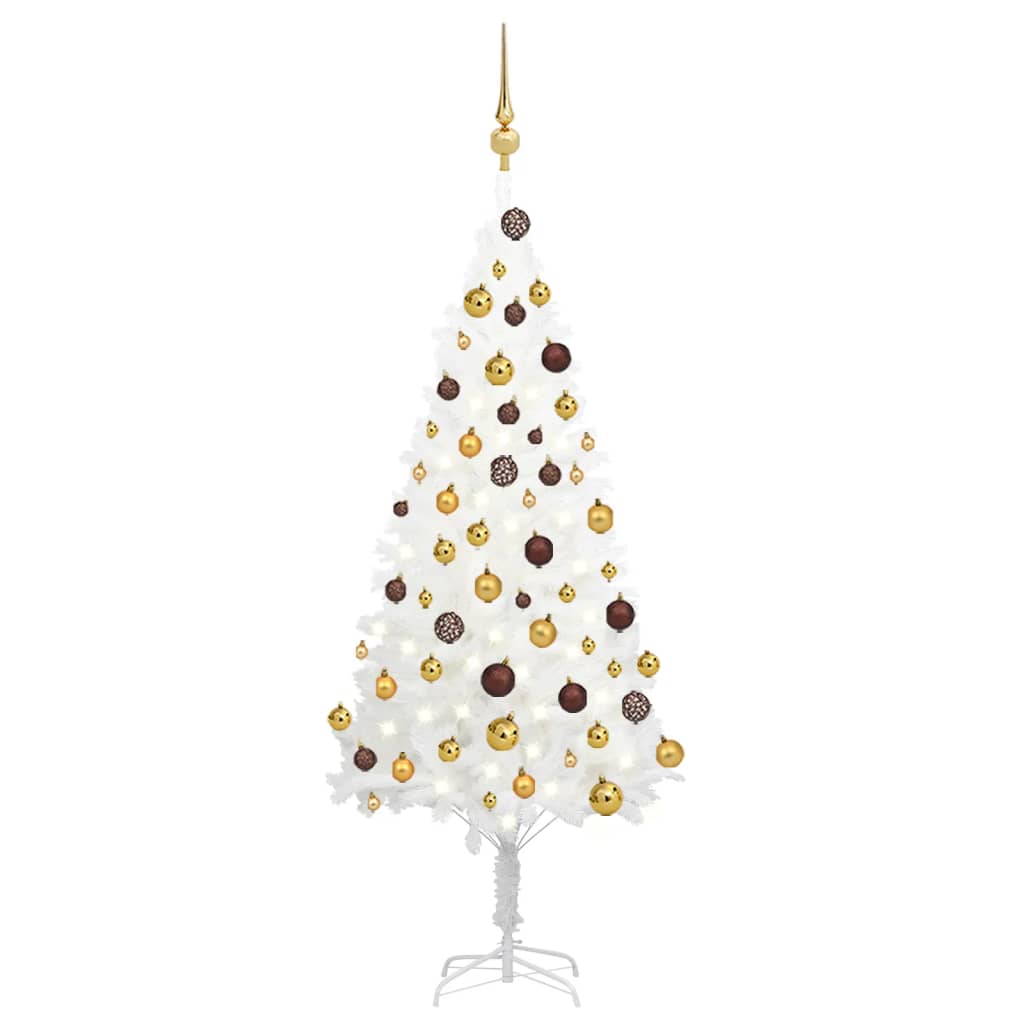 Vidaxl kunstkerstboom avec éclairage et balles de Noël 120 cm blancs