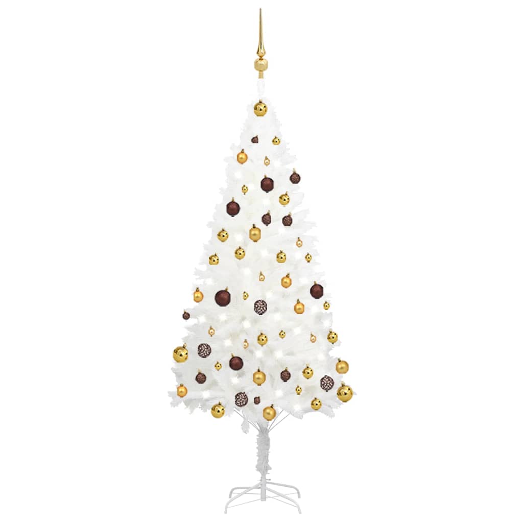 Vidaxl kunstkerstboom avec éclairage et balles de Noël 150 cm PVC blanc