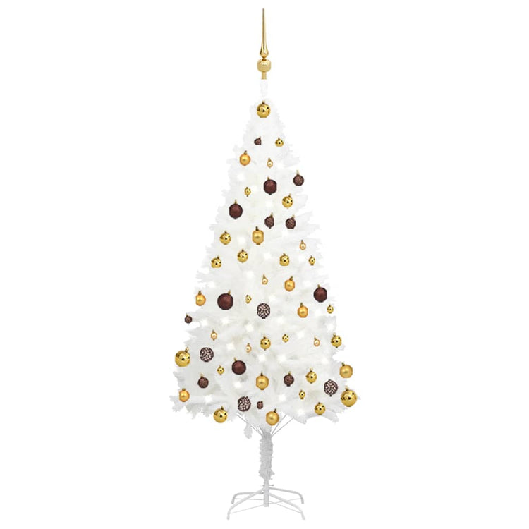 Vidaxl kunstkerstboom avec éclairage et balles de Noël 150 cm PVC blanc