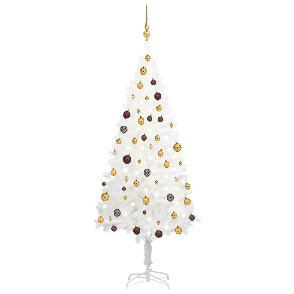 Vidaxl kunstkerstboom avec éclairage et balles de Noël 180 cm blancs