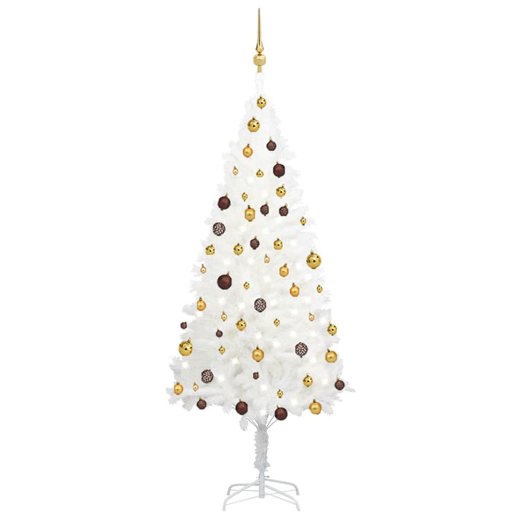 Vidaxl kunstkerstboom avec éclairage et balles de Noël 180 cm blancs