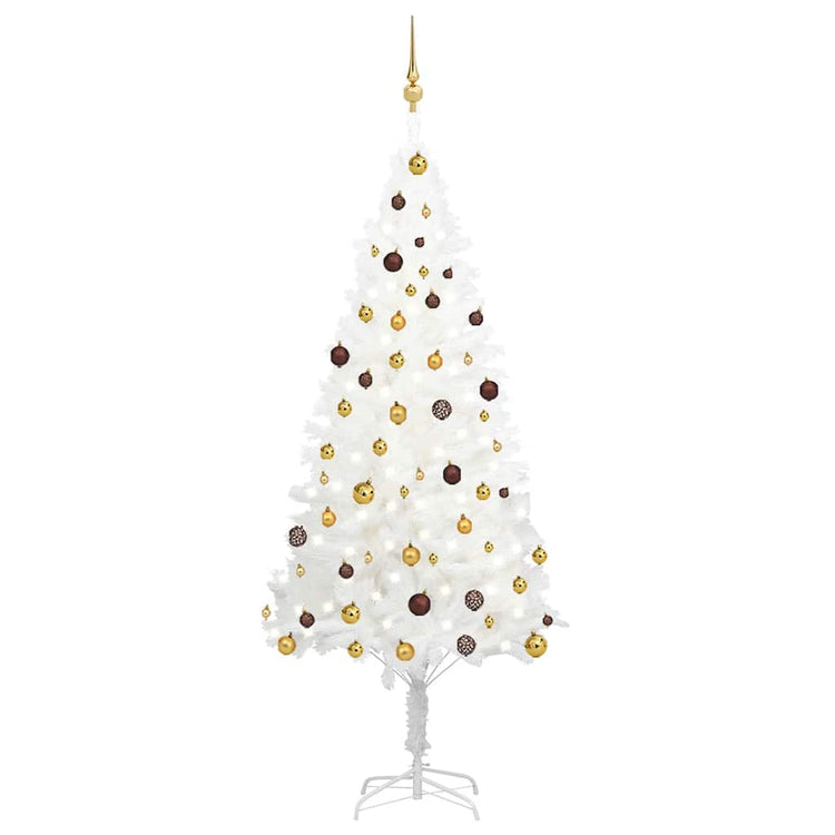 Vidaxl kunstkerstboom avec éclairage et balles de Noël 210 cm PVC blanc