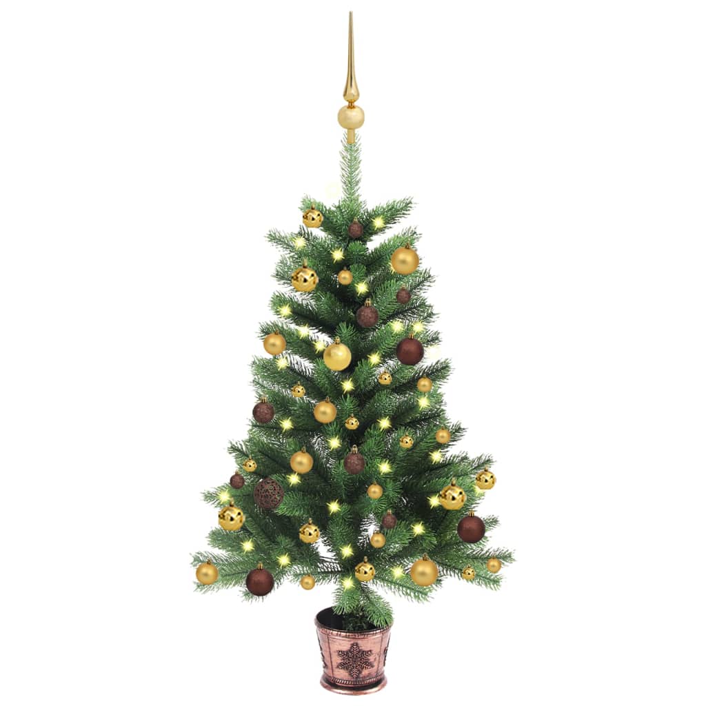 Vidaxl kunstkerstboom avec éclairage et balles de Noël 65 cm verts