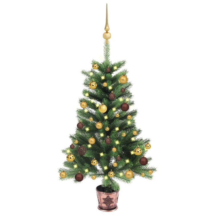 Vidaxl kunstkerstboom avec éclairage et balles de Noël 65 cm verts