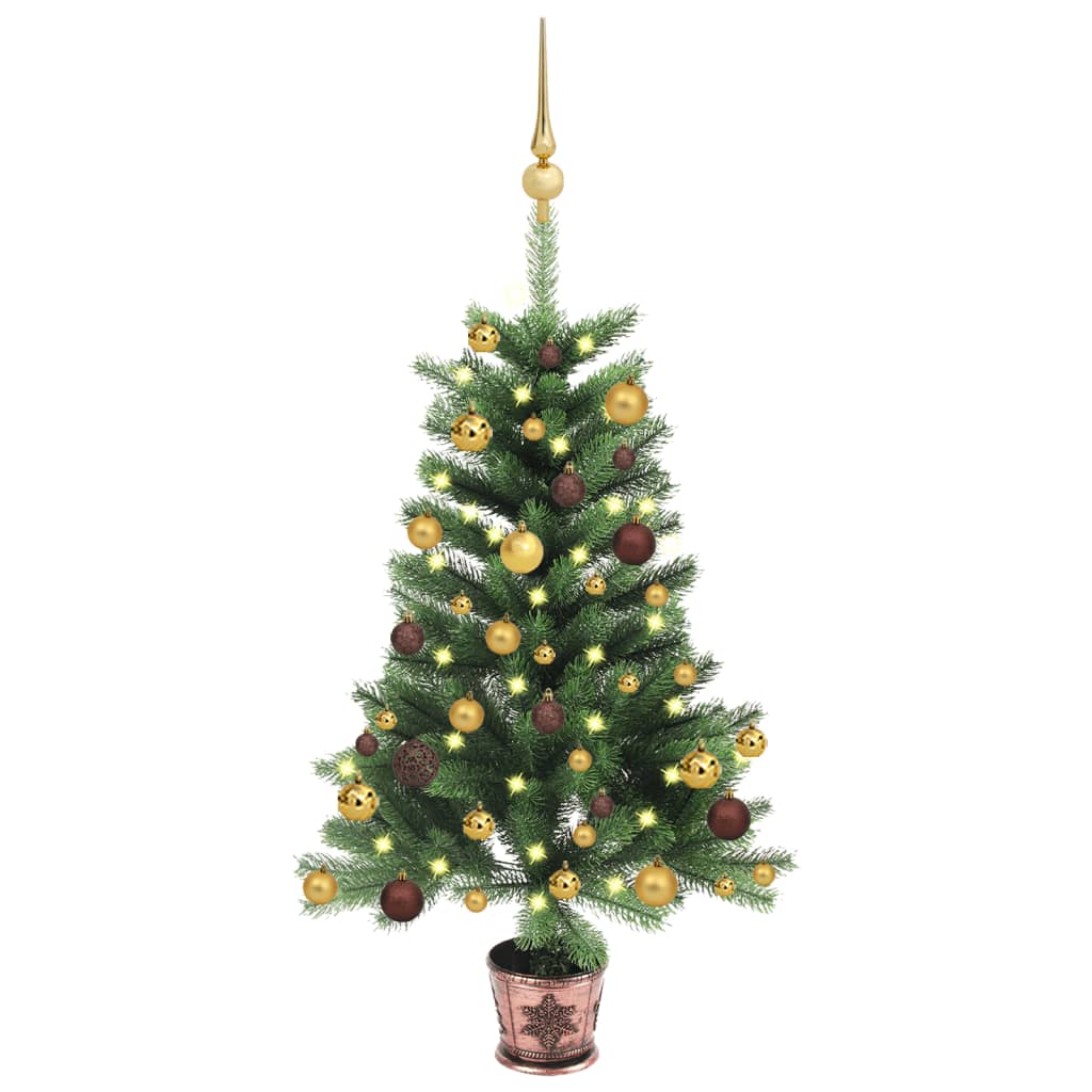 Vidaxl kunstkerstboom avec éclairage et balles de Noël 90 cm verts