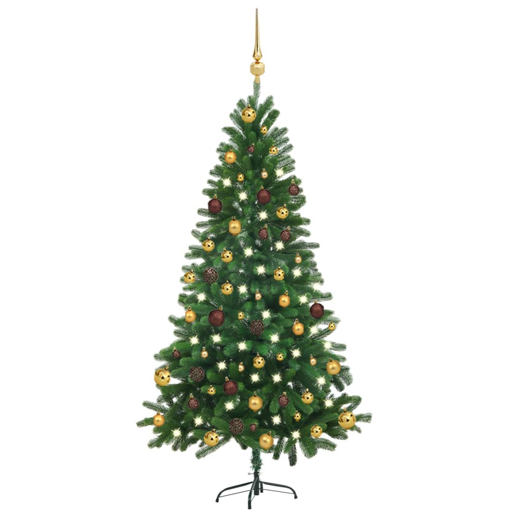 Vidaxl kunstkerstboom avec éclairage et balles de Noël 150 cm verts