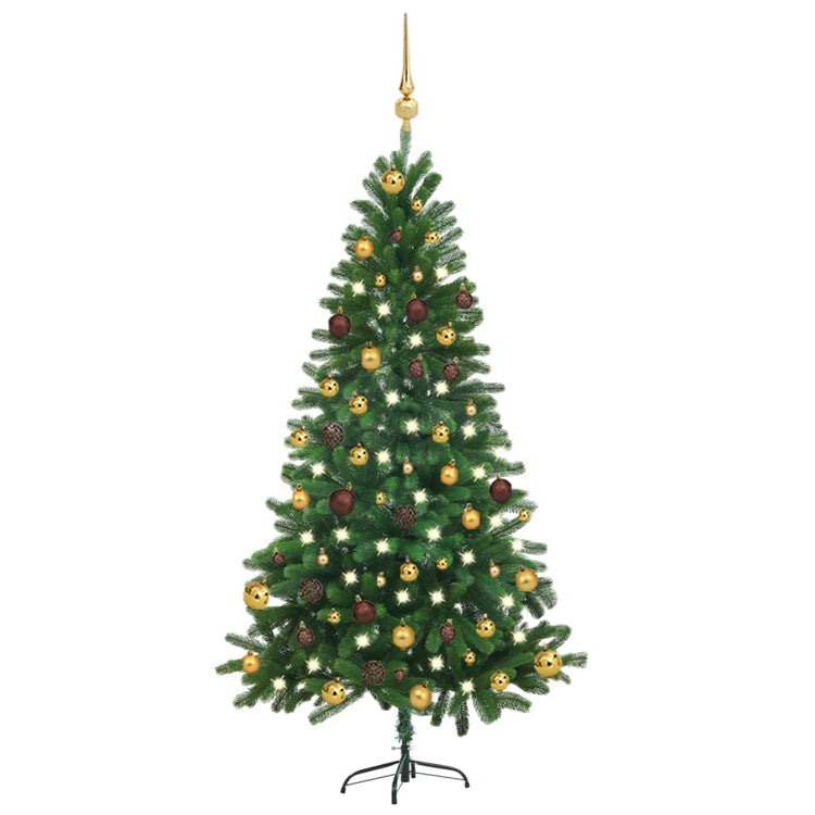 Vidaxl kunstkerstboom avec éclairage et balles de Noël 150 cm verts