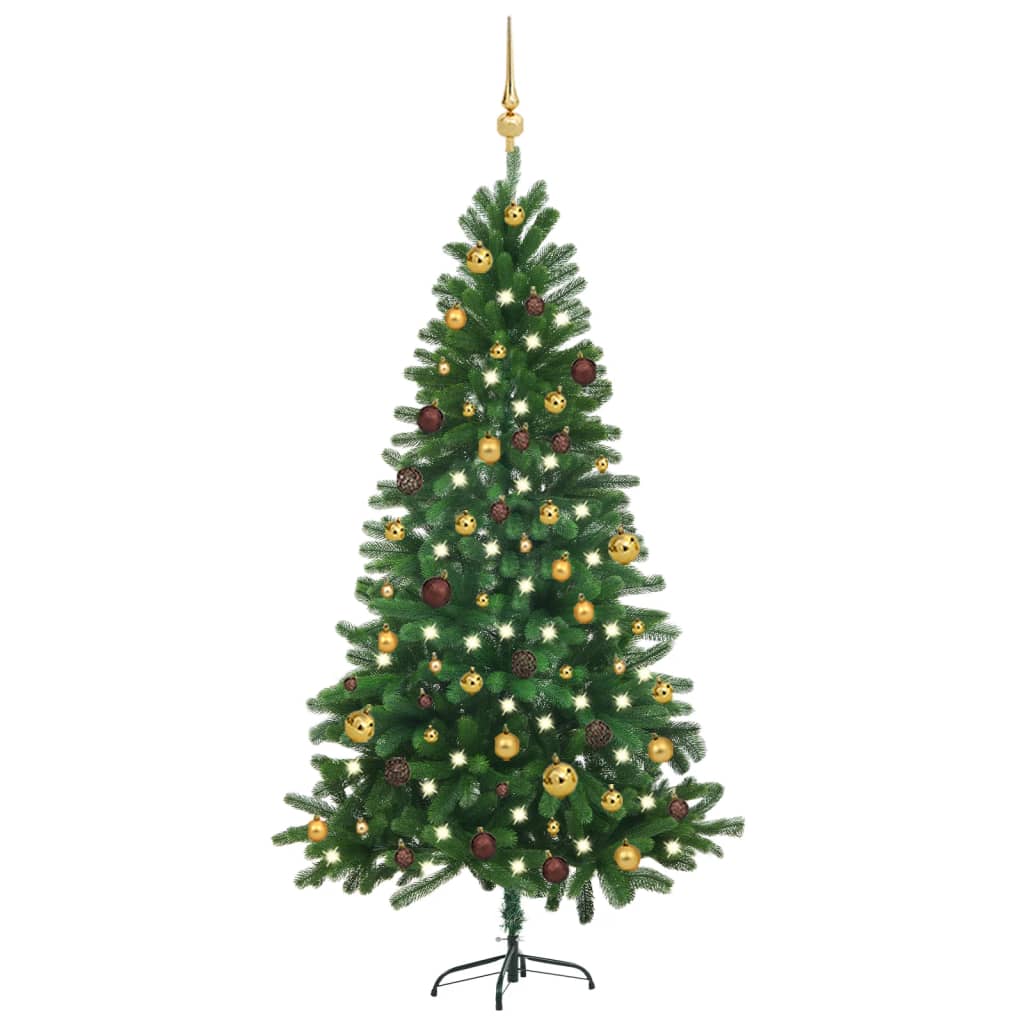 Vidaxl kunstkerstboom avec éclairage et balles de Noël 180 cm verts