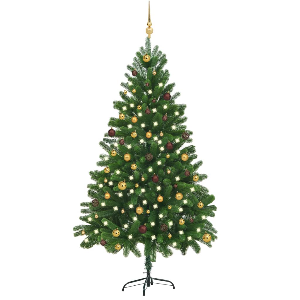 Vidaxl kunstkerstboom avec éclairage et balles de Noël 210 cm verts