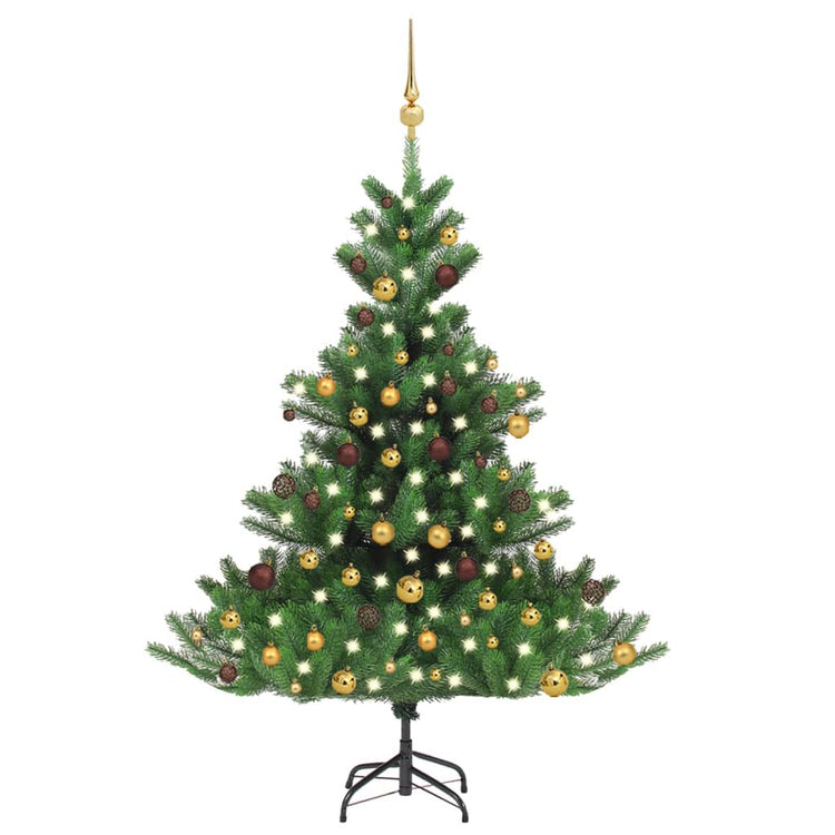 Vidaxl kunstkerstboom nordmann avec les LED et les balles de Noël 120 cm verts