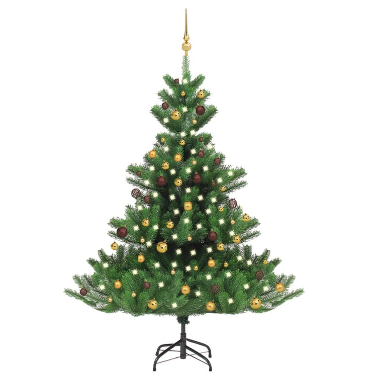 Vidaxl kunstkerstboom nordmann avec les LED et les balles de Noël 180 cm verts