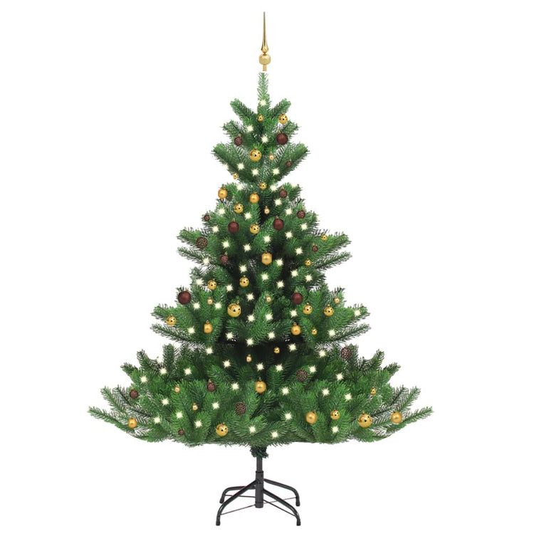 Vidaxl kunstkerstboom nordmann avec les LED et les balles de Noël 240 cm verts