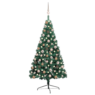 Vidaxl Kunstkerstboom avec l'éclairage et les balles de Noël à demi 120 cm vert