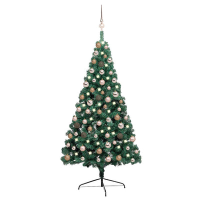 Vidaxl Kunstkerstboom avec l'éclairage et les balles de Noël à 150 cm à mi-temps