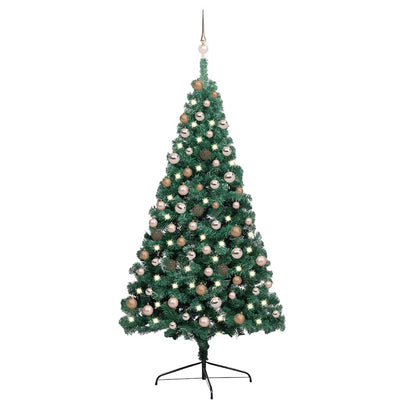 Vidaxl Kunstkerstboom avec l'éclairage et les balles de Noël demi-180 cm verts