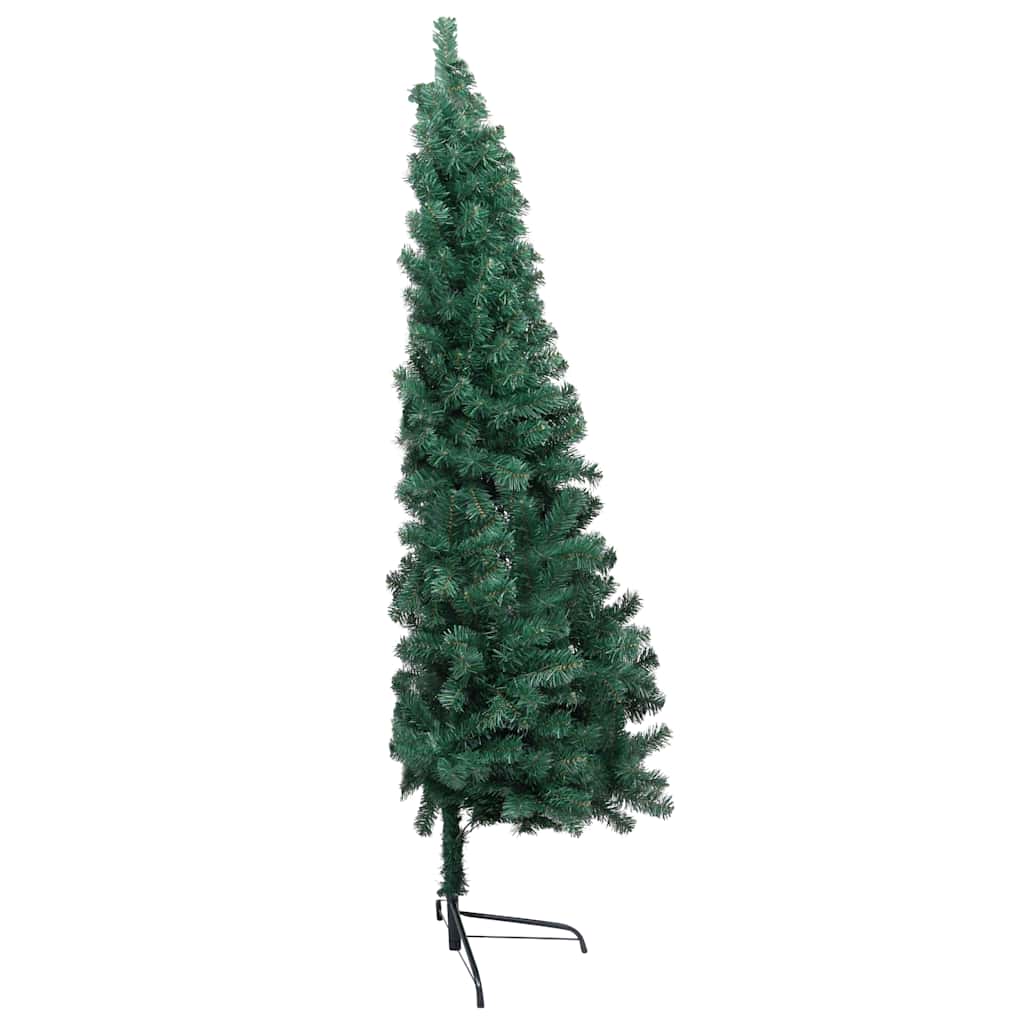 Vidaxl Kunstkerstboom avec l'éclairage et les balles de Noël à demi 210 cm vert