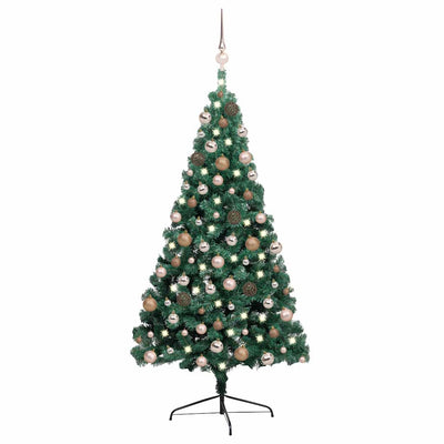 Vidaxl Kunstkerstboom avec l'éclairage et les balles de Noël demi-240 cm verts
