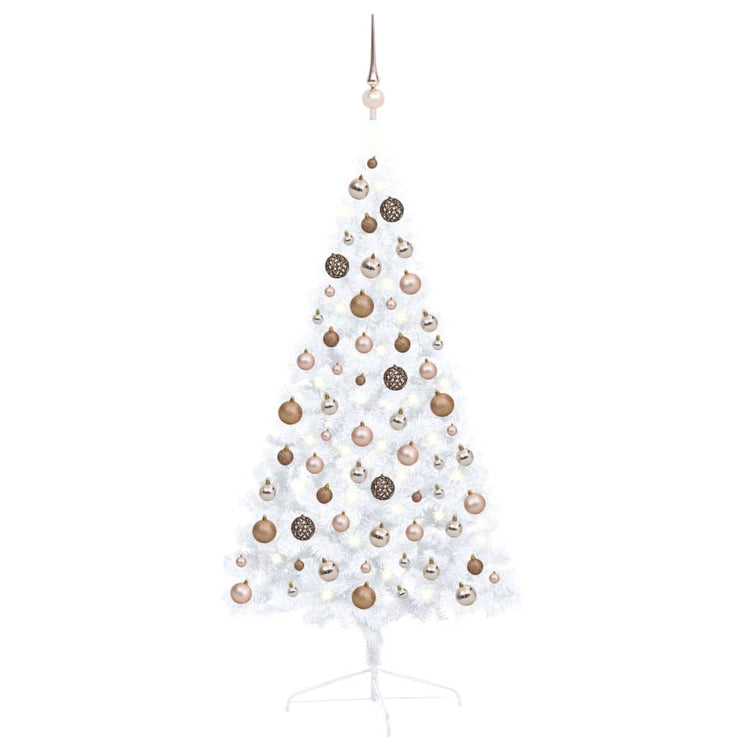 Vidaxl kunstkerstboom avec l'éclairage et les balles de Noël à demi 120 cm blanc