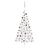 Vidaxl kunstkerstboom avec l'éclairage et les balles de Noël demi-150 cm blancs