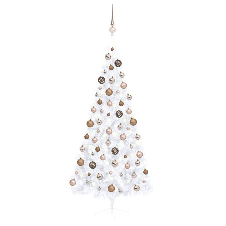 Vidaxl kunstkerstboom avec éclairage et balles de Noël demi-180 cm blancs