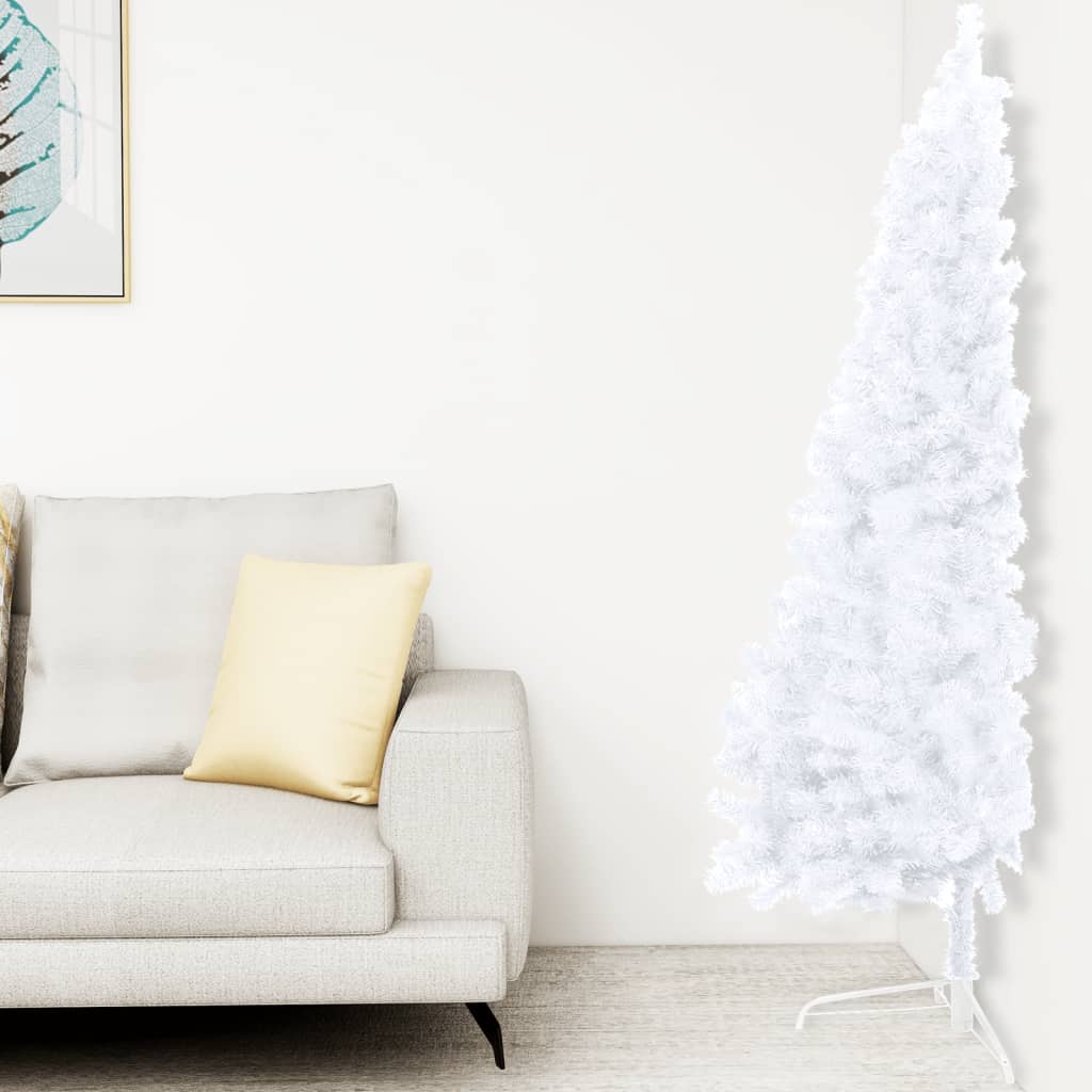 Vidaxl kunstkerstboom avec éclairage et balles de Noël demi-180 cm blancs