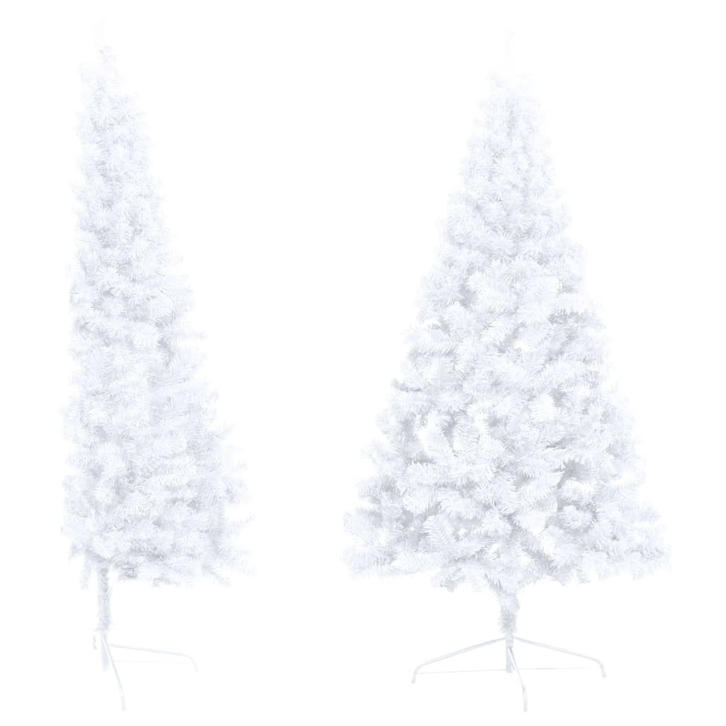 Vidaxl kunstkerstboom avec l'éclairage et les balles de Noël demi-210 cm blancs