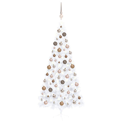 Vidaxl kunstkerstboom avec éclairage et balles de Noël demi-240 cm blancs