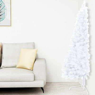 Vidaxl kunstkerstboom avec éclairage et balles de Noël demi-240 cm blancs