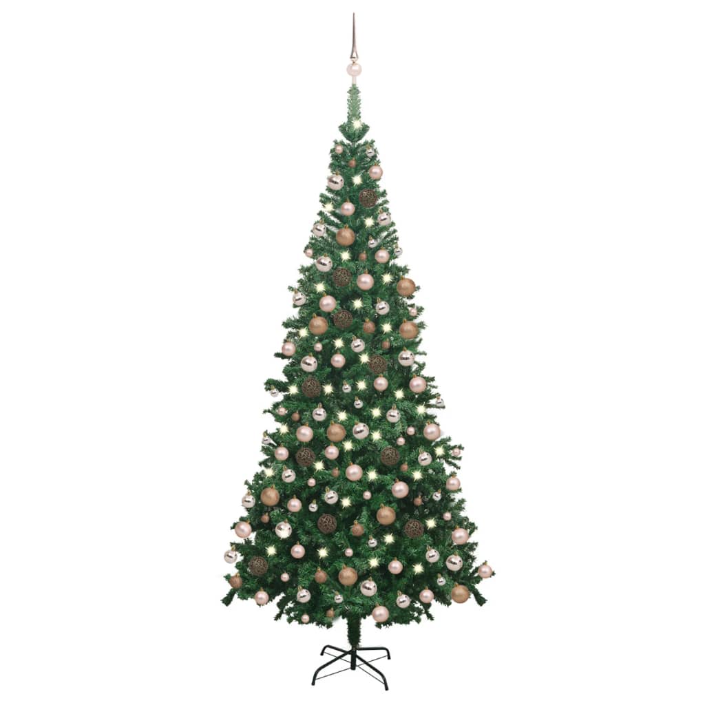 Vidaxl kunstkerstboom avec éclairage et balles de Noël l 240 cm vert