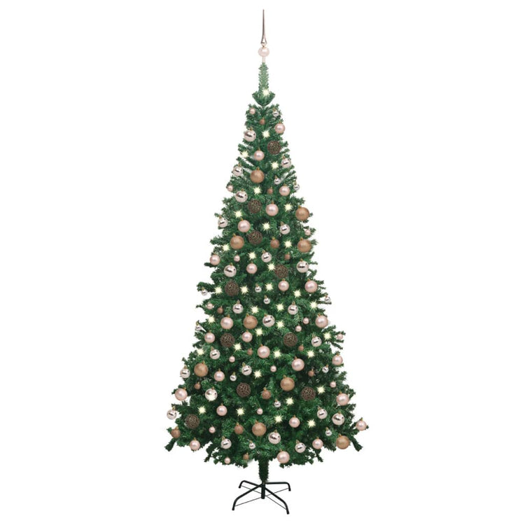Vidaxl kunstkerstboom avec éclairage et balles de Noël l 240 cm vert