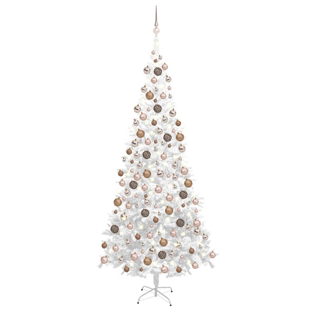 Vidaxl kunstkerstboom avec éclairage et balles de Noël l 240 cm blanc