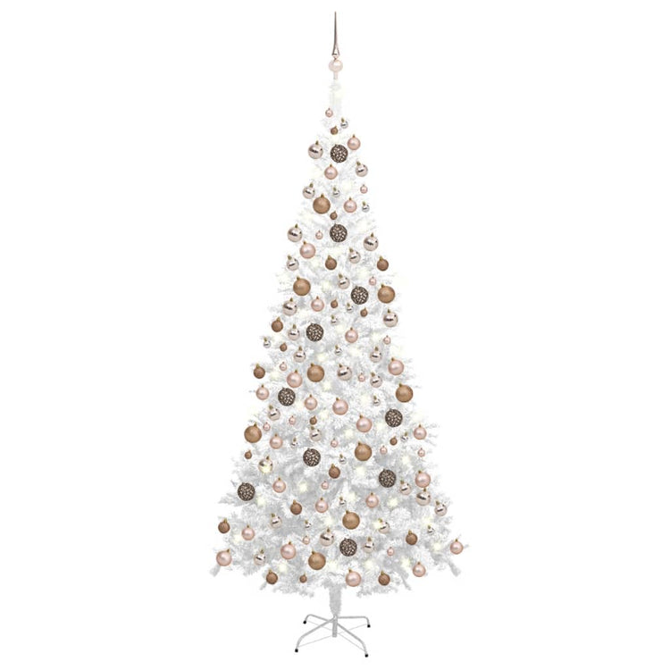 Vidaxl kunstkerstboom avec éclairage et balles de Noël l 240 cm blanc