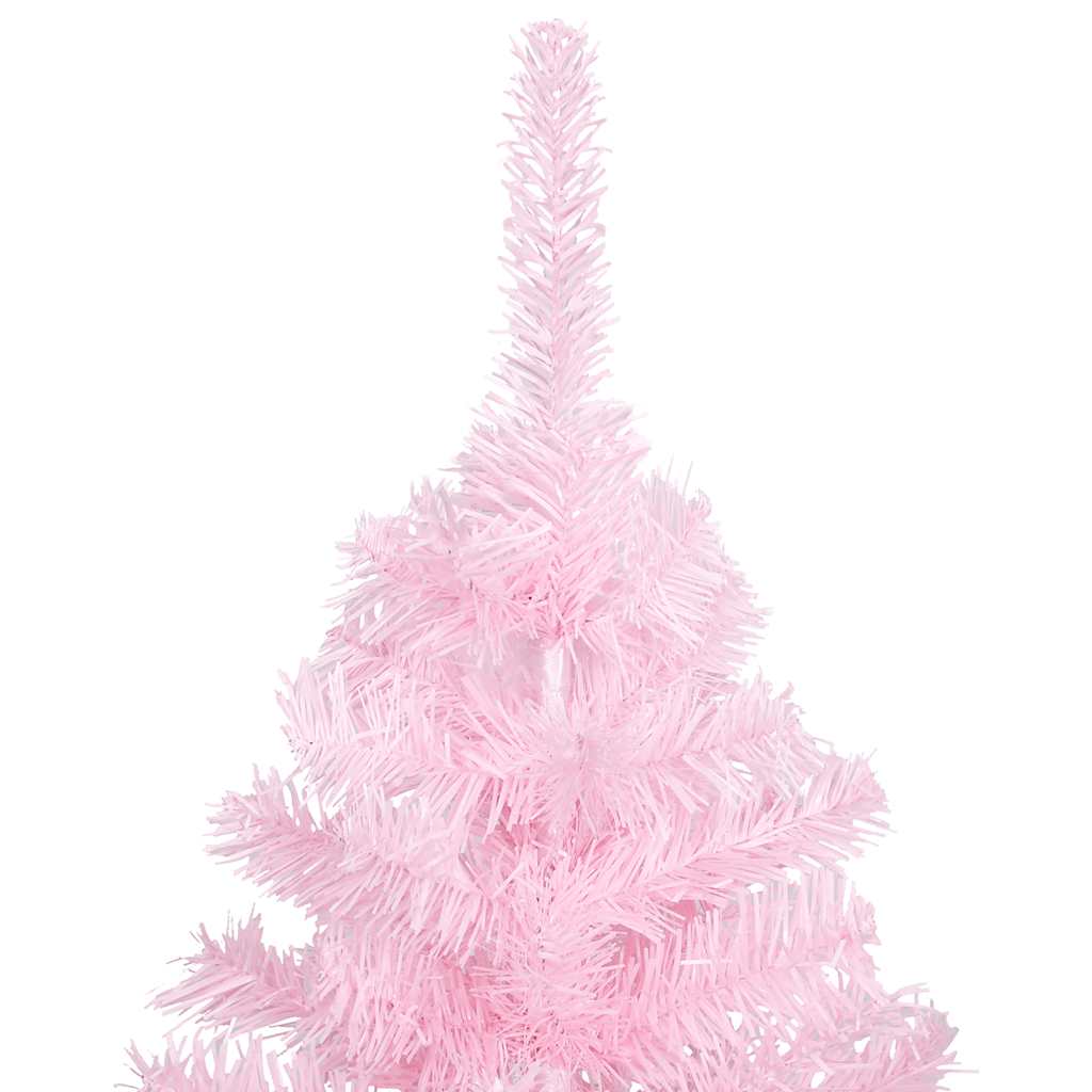 Vidaxl kunstkerstboom avec éclairage et balles de Noël 120 cm PVC rose