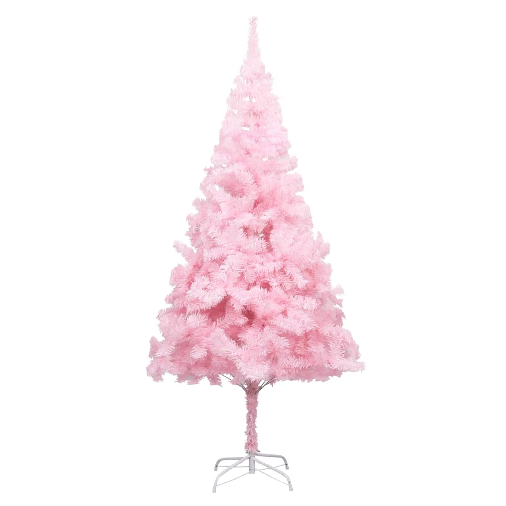 Vidaxl kunstkerstboom avec éclairage et balles de Noël 240 cm PVC rose