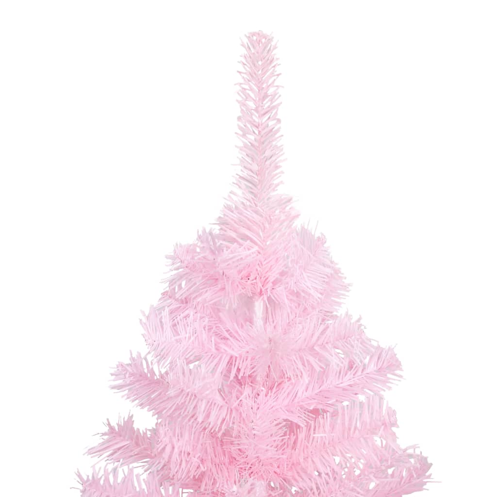Vidaxl kunstkerstboom avec éclairage et balles de Noël 240 cm PVC rose