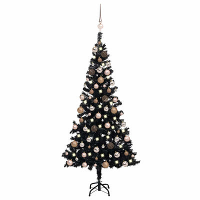 Vidaxl kunstkerstboom avec éclairage et balles de Noël 120 cm PVC noir