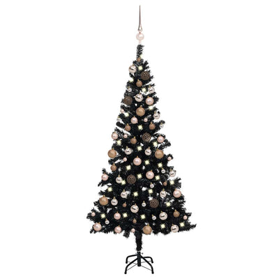 Vidaxl kunstkerstboom avec éclairage et balles de Noël 150 cm PVC noir