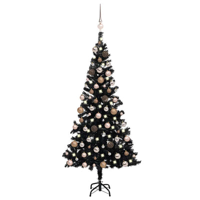 Vidaxl kunstkerstboom avec éclairage et balles de Noël 180 cm PVC noir