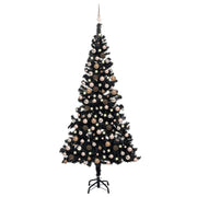 Vidaxl kunstkerstboom avec éclairage et balles de Noël 240 cm PVC noir - afbeelding 1