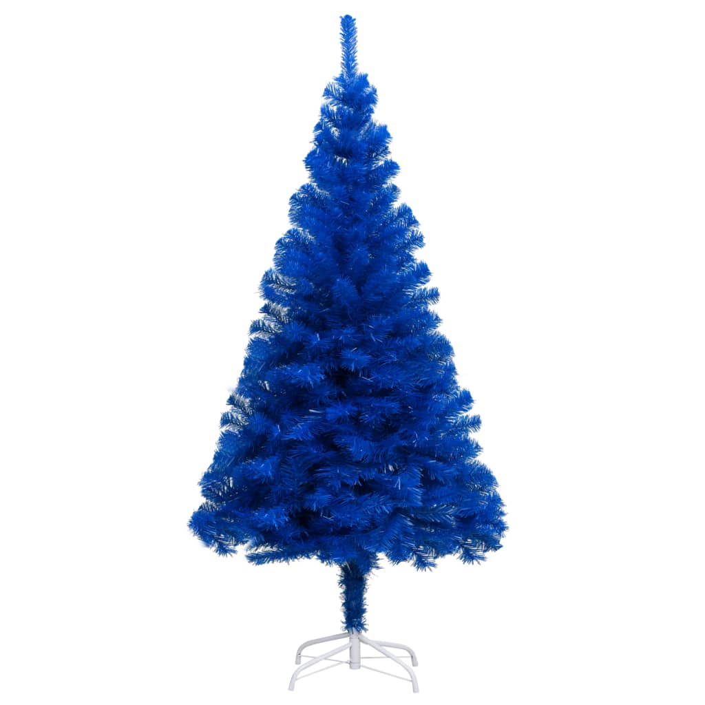 Vidaxl kunstkerstboom avec l'éclairage et les balles de Noël 150 cm PVC bleu