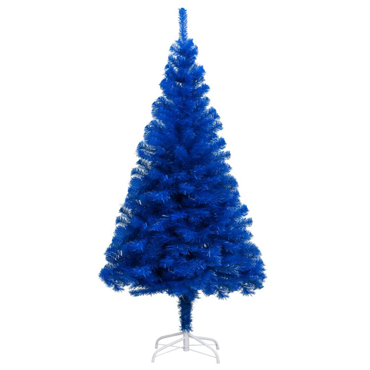 Vidaxl kunstkerstboom avec l'éclairage et les balles de Noël 150 cm PVC bleu