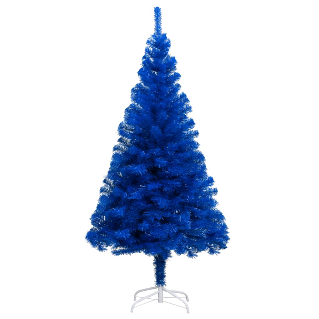 Vidaxl kunstkerstboom avec l'éclairage et les balles de Noël 180 cm PVC bleu