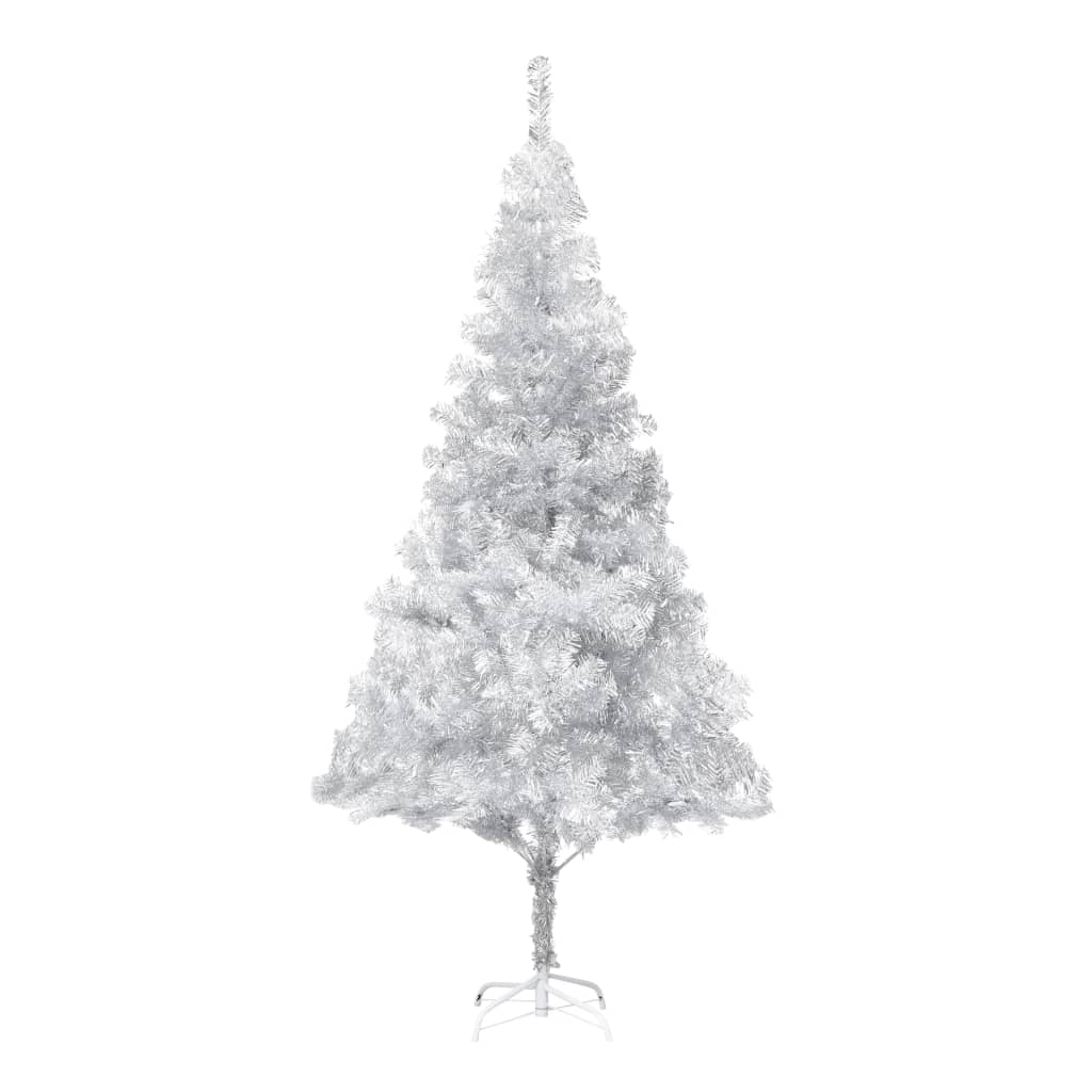 Vidaxl kunstkerstboom avec éclairage et balles de Noël 210 cm argent pour animaux de compagnie