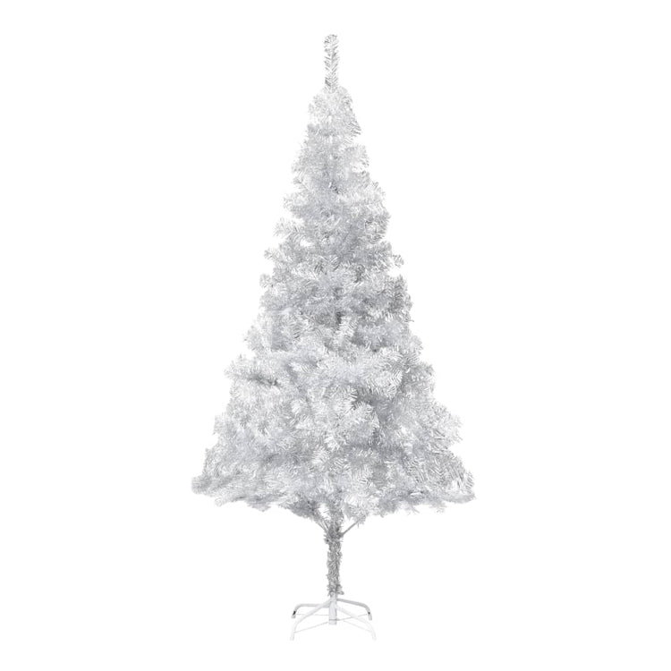 Vidaxl kunstkerstboom avec éclairage et balles de Noël 210 cm argent pour animaux de compagnie