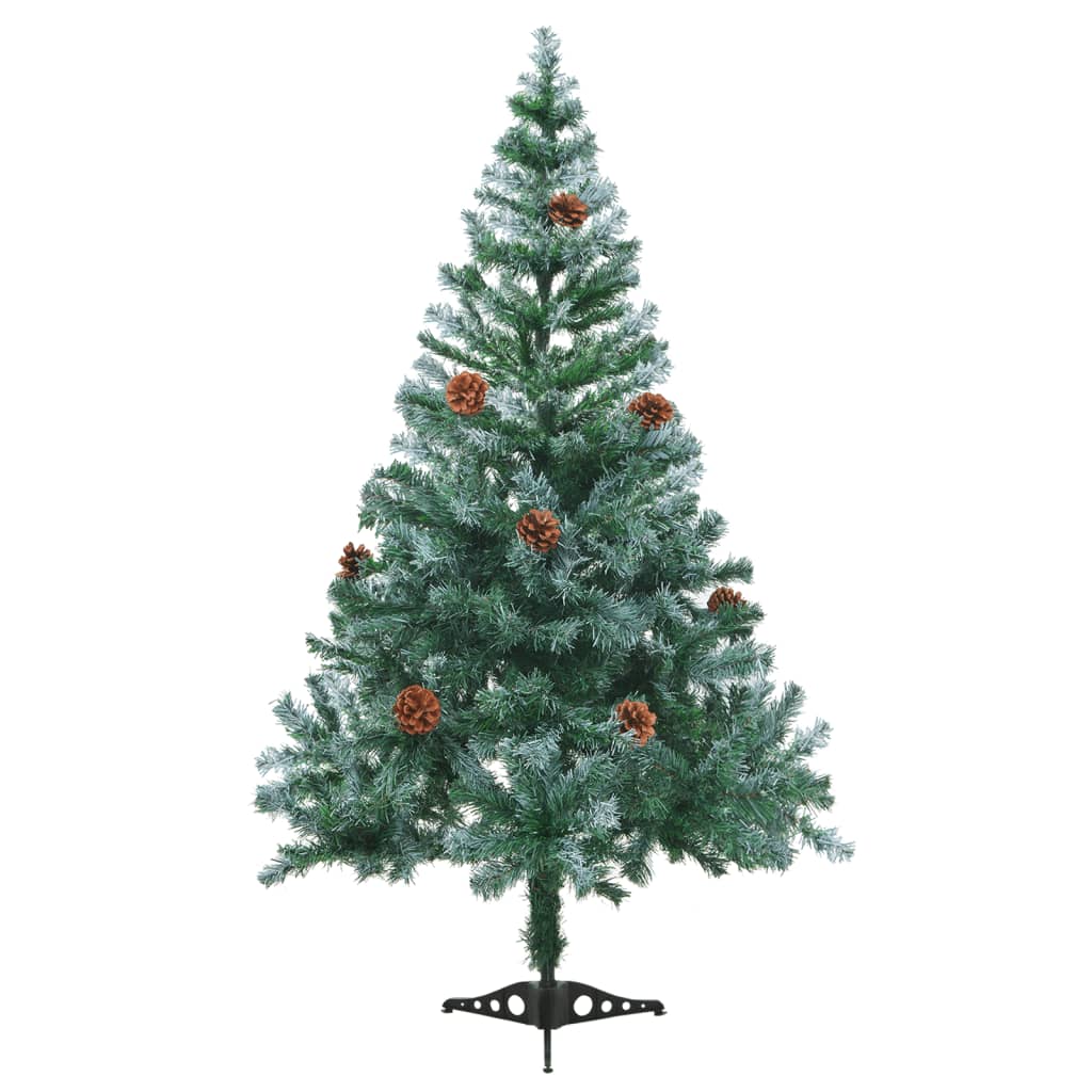 Vidaxl kunstkerstboom avec des boules d'éclairage cône de pin de neige 150 cm