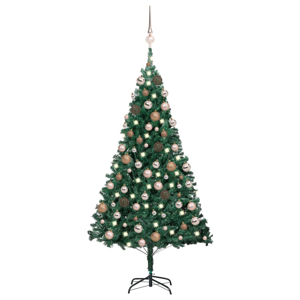 Vidaxl kunstkerstboom avec éclairage et balles de Noël 120 cm en PVC vert