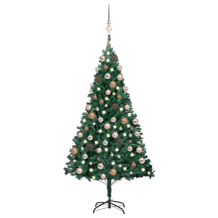 Vidaxl kunstkerstboom avec éclairage et balles de Noël 120 cm en PVC vert