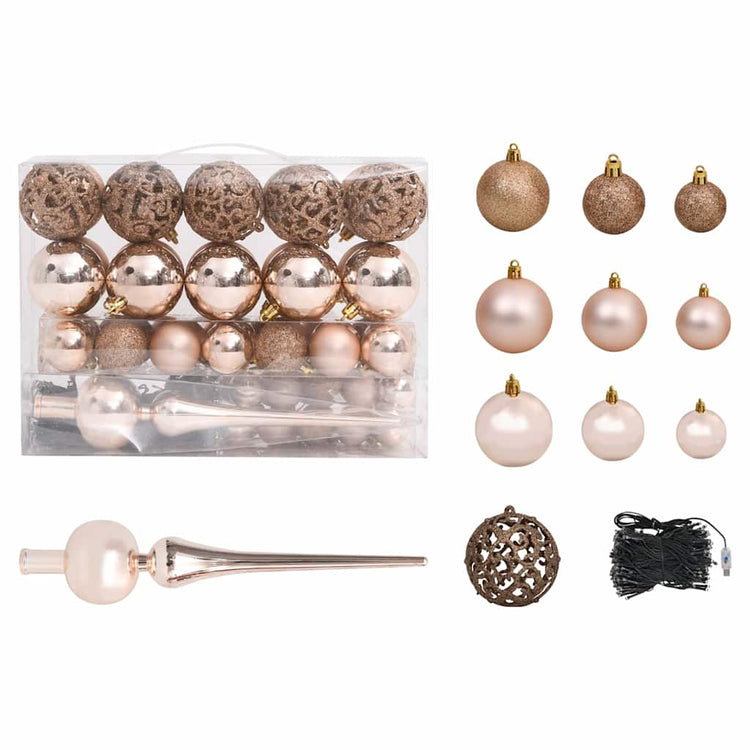 Vidaxl kunstkerstboom avec éclairage et balles de Noël 150 cm en PVC vert