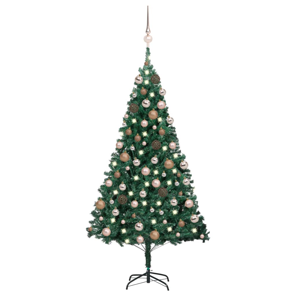 Vidaxl kunstkerstboom avec éclairage et balles de Noël 180 cm en PVC vert